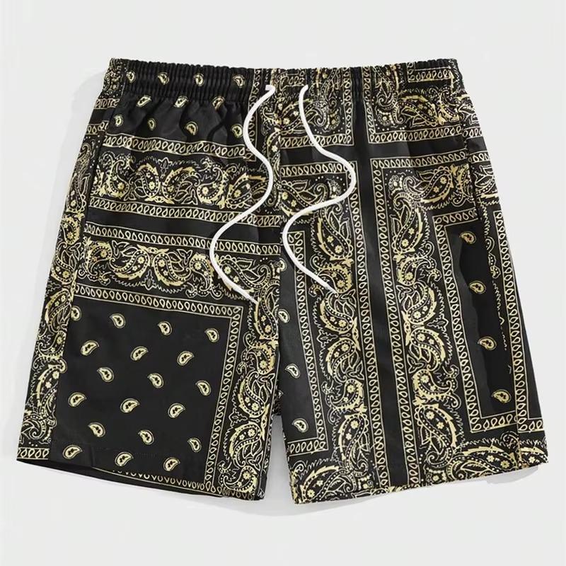 

Trend Bandana Graphic Beach Short for Men Summer Fashion 3D Printed Swim Trunks Loose Casual Streetwear Hawaiian Short Pants M