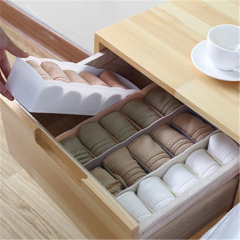 5 Grids Underwear Socks Storage Box Plastic Drawer Closet Organize Sorting Box Divider Desk Accessories Storage Basket