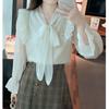 Fashion and Beautiful Butterfly Bow Tie Chiffon Shirt for Women Blouse