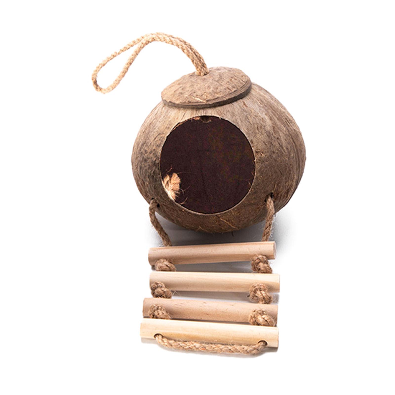 

Домик для хомяка, укрытия, лестница для лазания, среда обитания мелких животных, натуральный кокосовый игровой домик, жевательная игрушка для карликового хомяка D