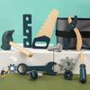 Kids Pretend Play Toy Tool Role Playing Wooden Simulation Repairman Waist Bag Set