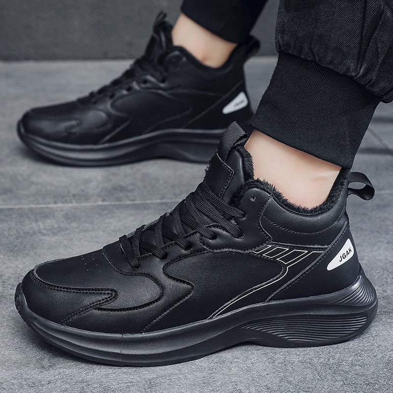 Winter Large Size Velvet Thickened Leather Casual Sports Shoes Lightweight Warm and Cold-proof Shoes Running Shoes