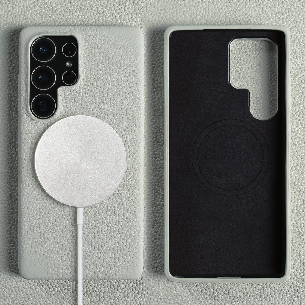 Luxury Cowhide Magnetic Suction Leather Case For Samsung Galaxy S25 Ultra S24 Plus S23 FE S22 S21+ Full Edge Protection Cover