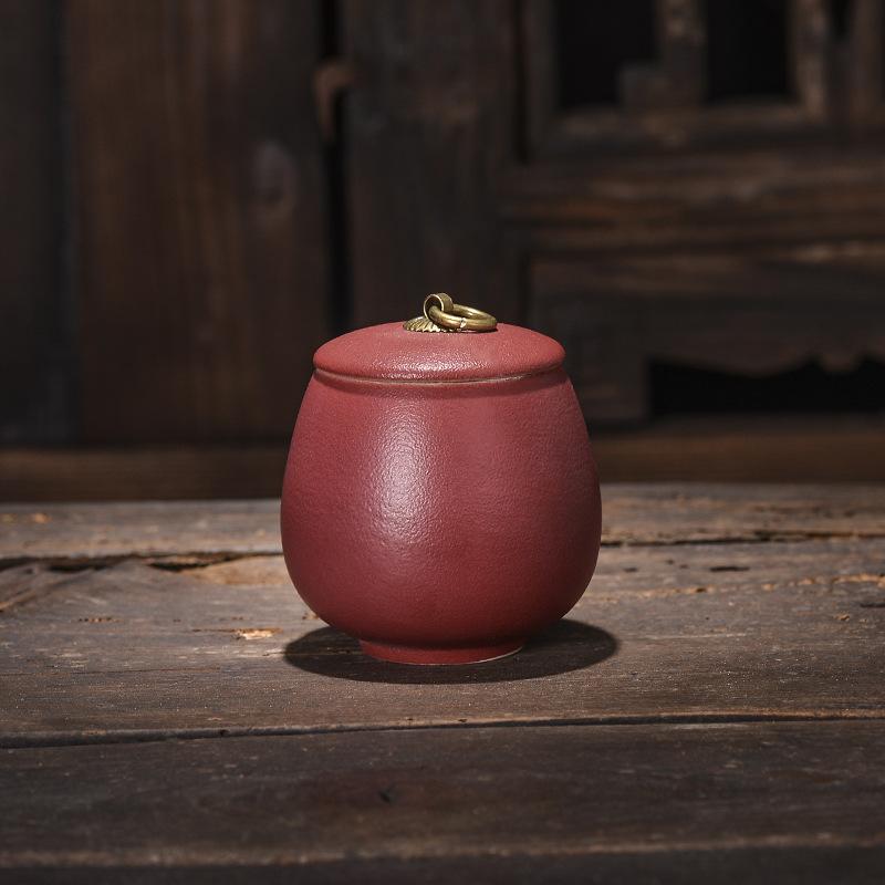 Creative Tea Jar Ceramic Coffee Food Sealed Jar Household Moisture-proof Storage Box Portable Travel Box Storage Container Home