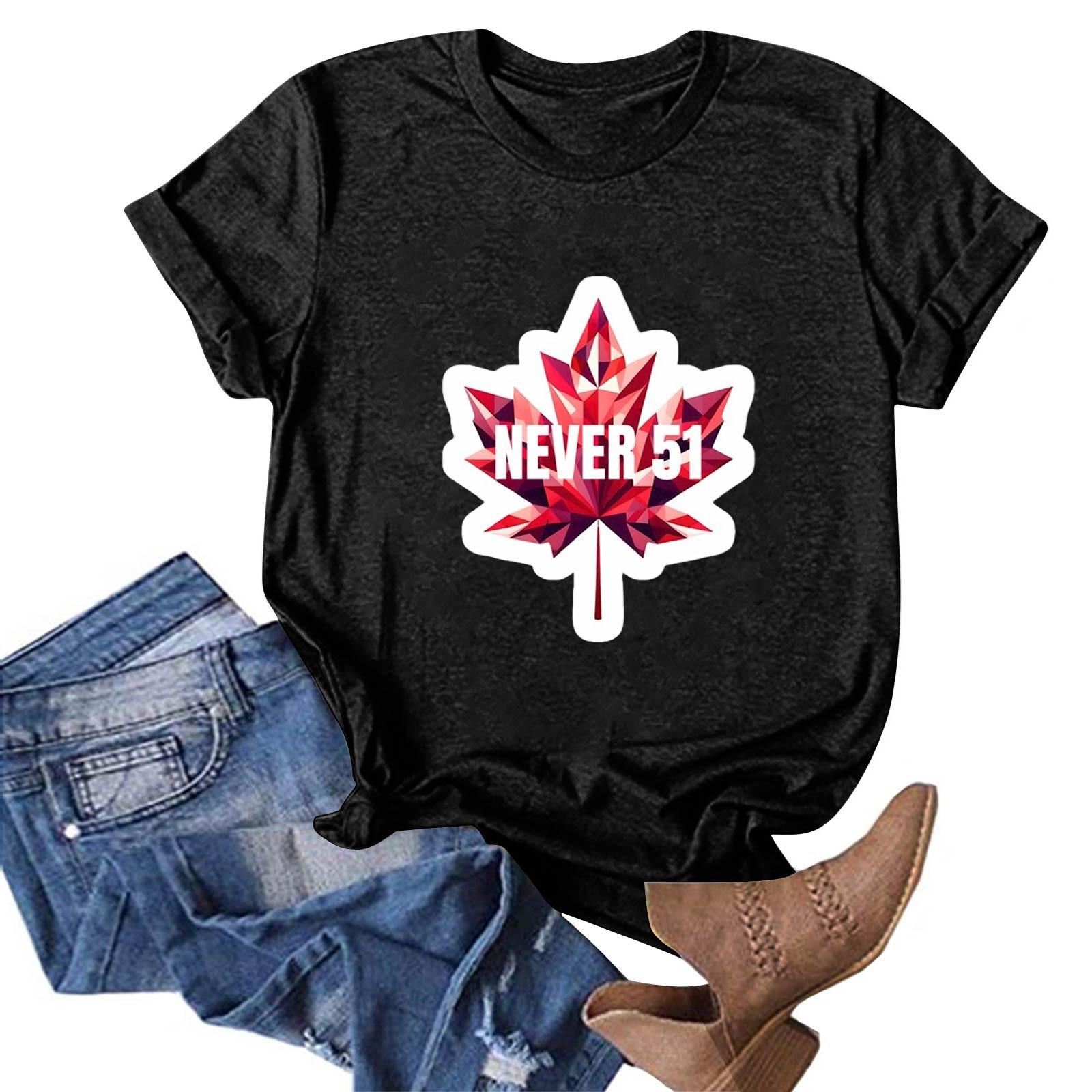 

Женская повседневная модная уличная футболка с коротким рукавом Canada Never 51 State Around XXL чёрный