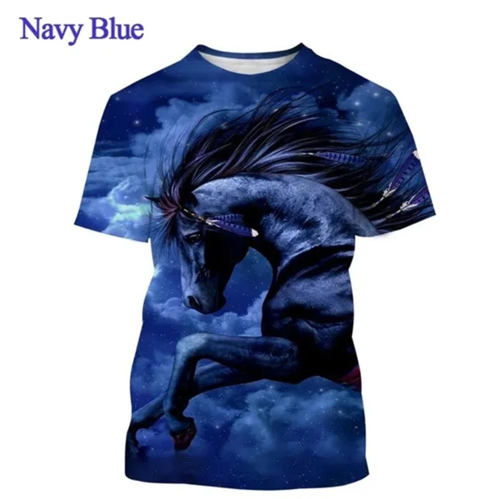 3D Print Animal Horse Graphic T-shirt For Men Women Casual Personality Mens Short Sleeve Tee Tops Streetwear Kids Animal Tshirts