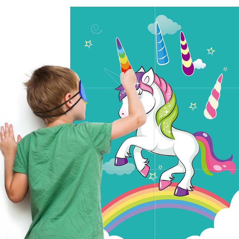 Unicorn corner game props - Children's birthday party decoration wall stickers set