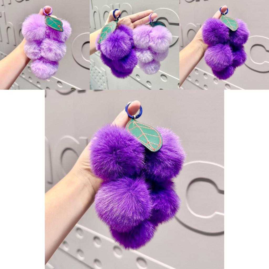 Trendy Purple Light Grape Plush Ball Keychain For Modern Accessories Stylish