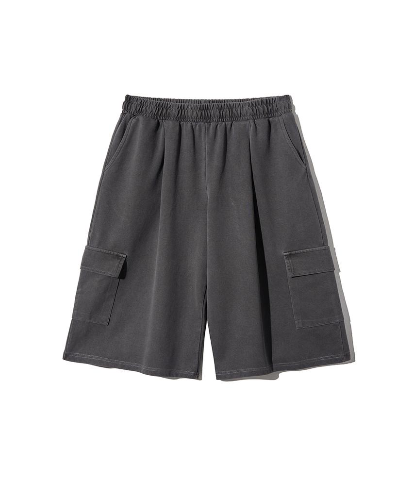 GAKKAI UNIONS One-Pleat Octave Pigment Bermuda Cargo Pants Charcoal