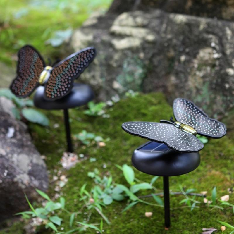 Entryway Solar Butterfly Light with LED Accent, Rechargeable Battery, Approx 7.09 X 5.12 In Size, ABS Exterior Housing, and Single Lamp