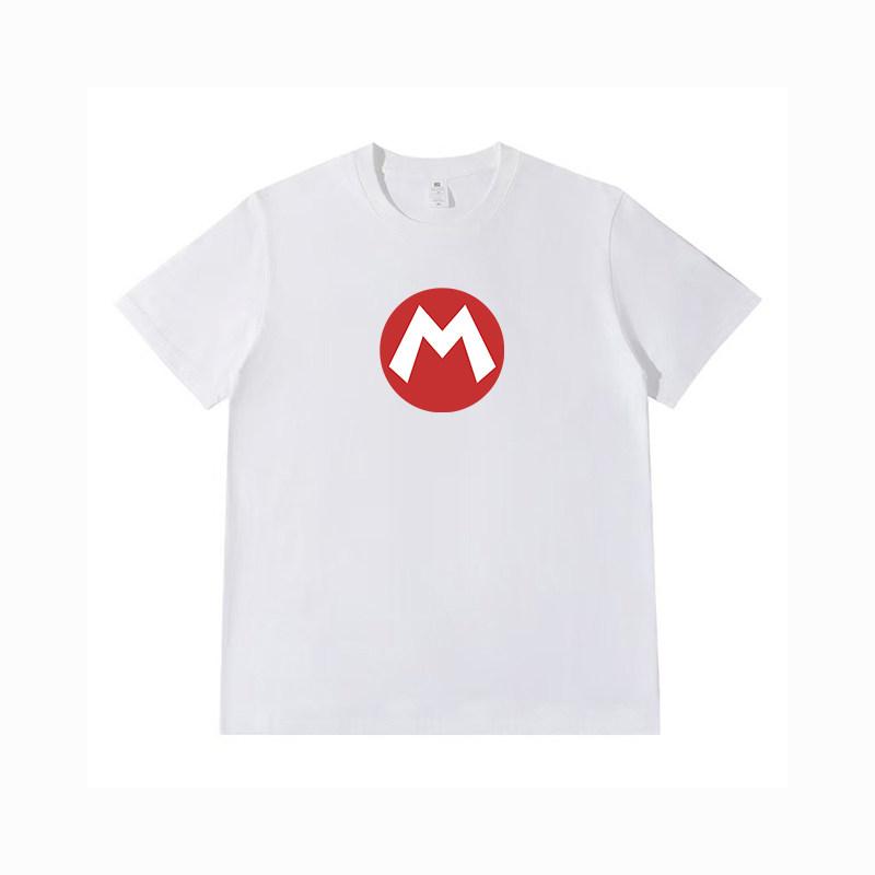 Super Mario Mario M Logo Shortsleeved Childrens Game Accessories Pure Cotton Tshirt Cultural Shirt Fashionable Casual Top