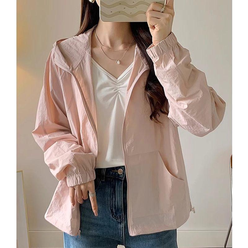 Women's Spring Hooded Windbreaker: Lightweight Anti-UV Sun Protection Jacket