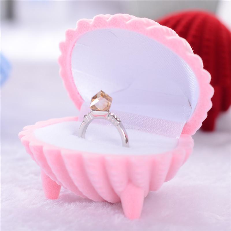 Shell Crown Star Shape Flocked Jewelry Box Adorable Small Organizer for Rings Necklaces Dresser Vanity Table Jewelry Storage