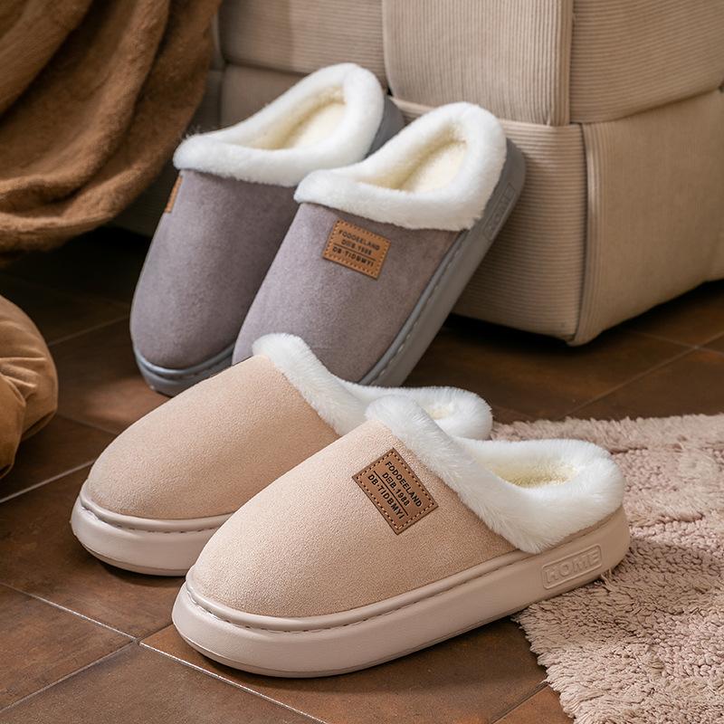 Simple Temperament Cotton Shoes Autumn and Winter Indoor Home Velvet EVA Sole, Couple Thick-soled Warm Cotton Slippers