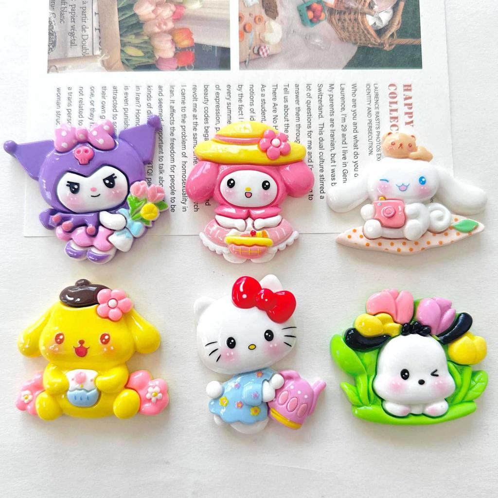 24/120PCS Cartoon Garden DIY Resin Accessories, Cream Glue Phone Cases, Hair Clips, Refrigerator Stickers, Handmade Materials