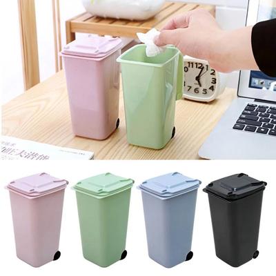 Mini Desktop Trash Can Plastic Waste Bins With Lid Household Clean Trash Desk