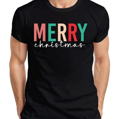 Merry Christmas Message Gift Unisexs T Shirt Vintage Homme Soft Streetwear Fashion Unisex Stylish Comfortable Graphic