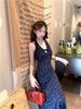 Kink Lace Neck Sling Floral Dress Women's Summer New Seaside Vacation Beach Dress