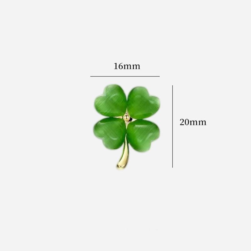 Four-leaf Clover Brooch, High-end Women's Summer Cat's Eye Collar Pin, Anti-glare Small Brooch, Corsage