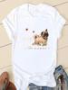Women Sweet Love Pug T-Shirts Ladies Fashion Clothing Short Sleeve Cartoon Clothes Spring Summer Female Tee Graphic Tshirt