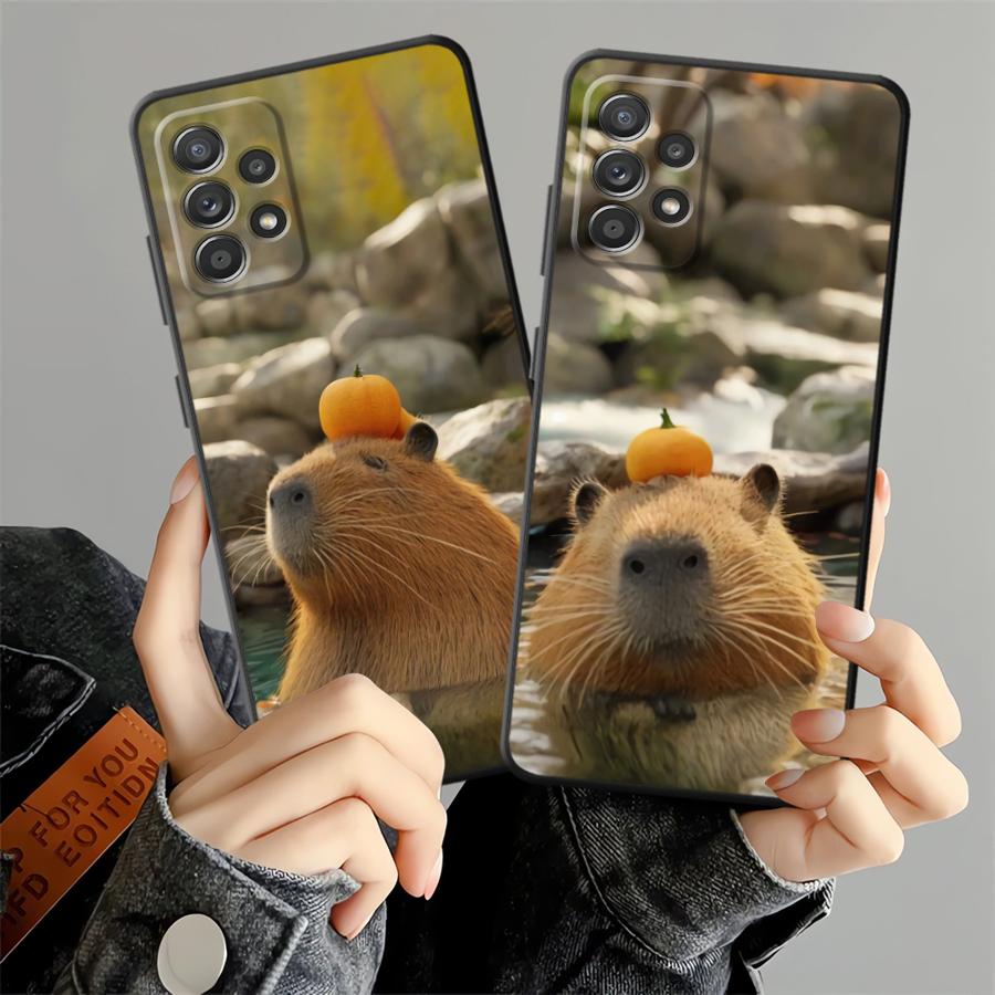 Case for Samsung Galaxy A06 A01 A02 A03 A50 A70 A05 A04 A30 A40 A10 A20 Note 20 Ultra 9 10 Soft Back Phone Cover Cute Capybara