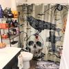 Halloween Skull Crow Shower Curtain with Spooky Pattern, Waterproof Bathroom Decor for Halloween Party Home Decoration