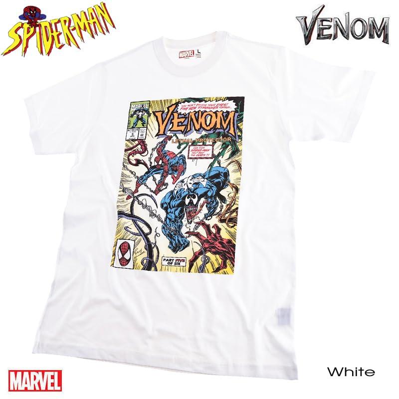 EVERSOUL Marvel VENOM Avengers Short Sleeve T-Shirt, American Comic Book Merchandise, Birthday Gift, Unisex, White, XL Size [Parallel Import]
