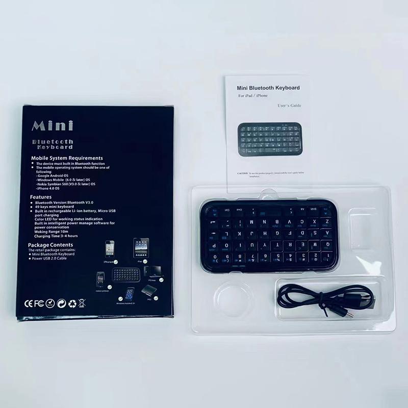 Mini Rechargeable Type-C Bluetooth 3.0 Keyboard Slim Wireless Pocket Keypad Portable 49 Keys Keyboard For Tablets Smartphones