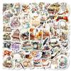 50 Beautiful Retro Style Mixed Graffiti Waterproof Stickers Creative Suitcase Rose Embellishment Stickers