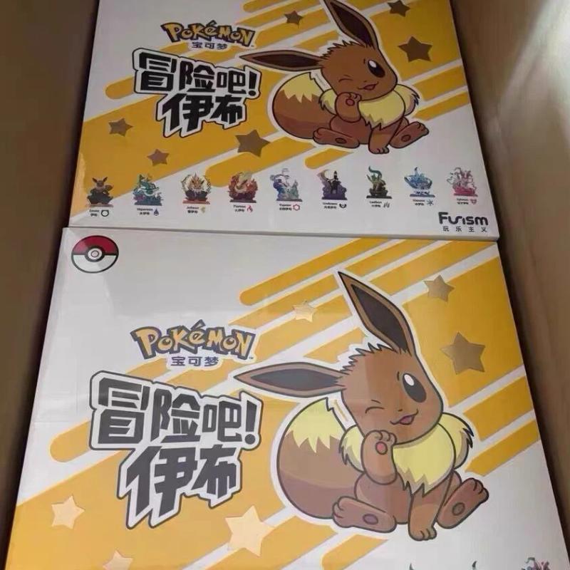Hot Bandai Pokemon Anime Funism Original Adventure Eevee Family Blind Box Action Figure Jolteon Sylveon Collection Kids Toy Gift