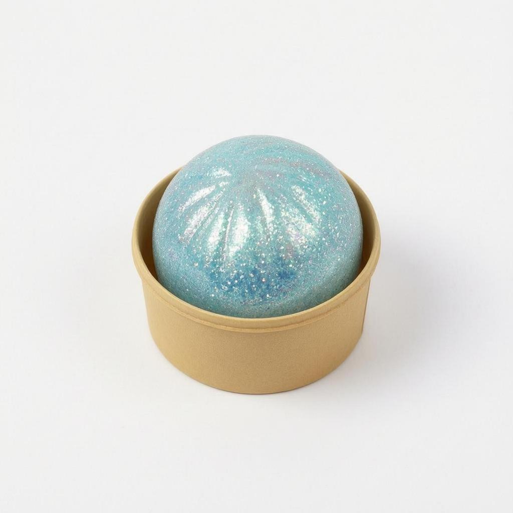 12 Pieces BunShaped Toy Glittery Bao Shallow Round Container Dumpling