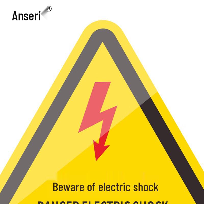 Anseri Beware of Electric Shock Warning Sign, 12x12cm, 10-Pack