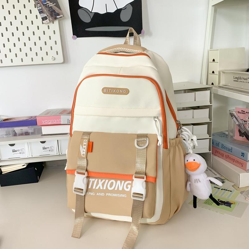 

Student schoolbag contrasting colors, primary and secondary school students multi-compartment backpack, large-capacity multi-functional backpack хакі