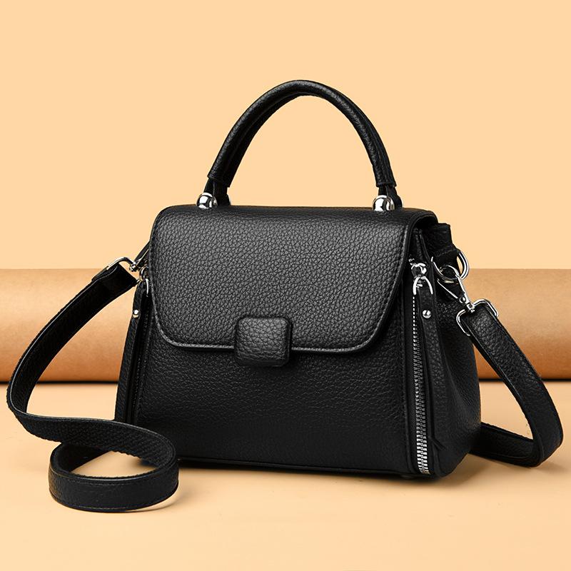 Retro Soft Leather Boston Bag, Simple and Versatile Fashion Shoulder Bag, Light Luxury and High-end Women s Handbag