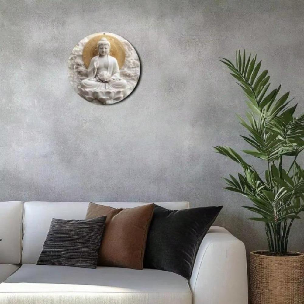 Vintage Aluminum Metal Tin Sign Buddha Wall Art for Bar Kitchen Cafe Decor