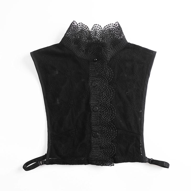 Perfect Match Elegant Ruffle Stand Up Collar For Women Girls Detachable Half Shirt Blouse False Collar Flower Hollow Out Decorative Collars
