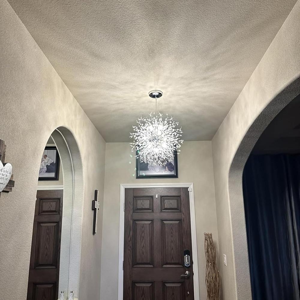 Modern Crystal Chandeliers Firework, Non-dimmable, 16-Light Chrome Dandelion Sputnik Ceiling Light Fixtures, for Bedroom Living Room
