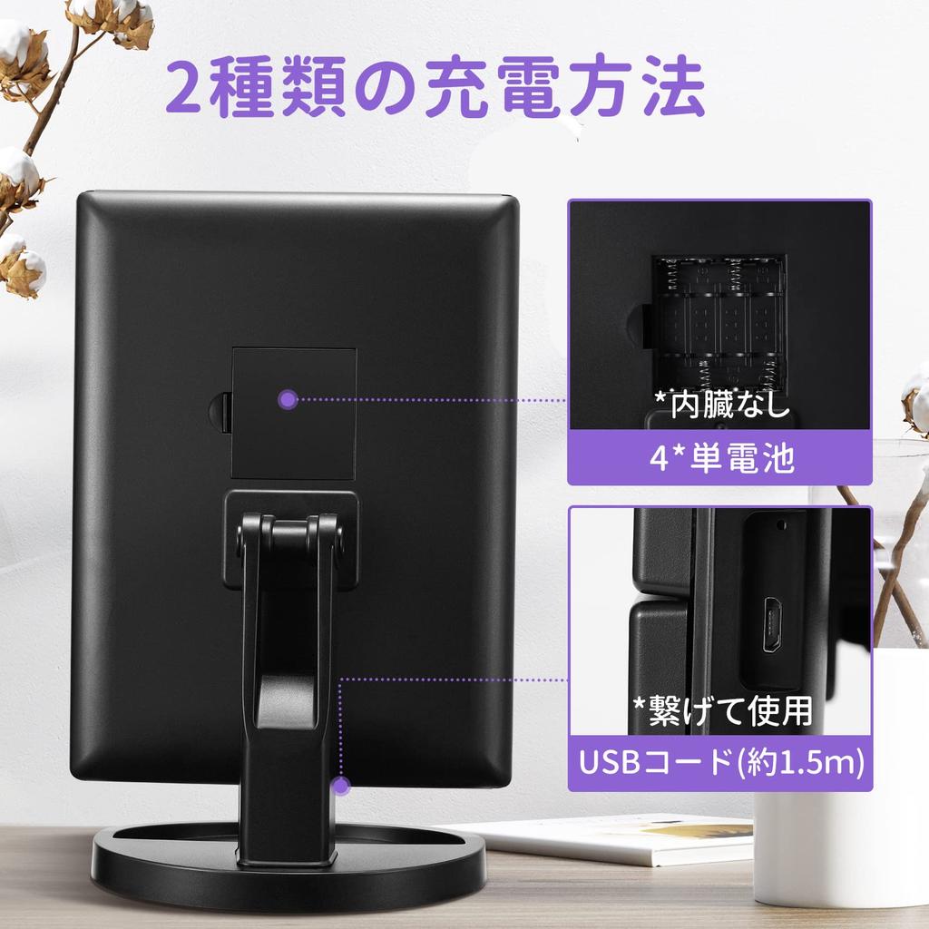 FACSINATE Actress Tabletop LED Magnifying Touch Brightness Angle Storage Space Mirror, Three-sided Mirror, Mirror, Makeup, Makeup, Foldable, Lighted,