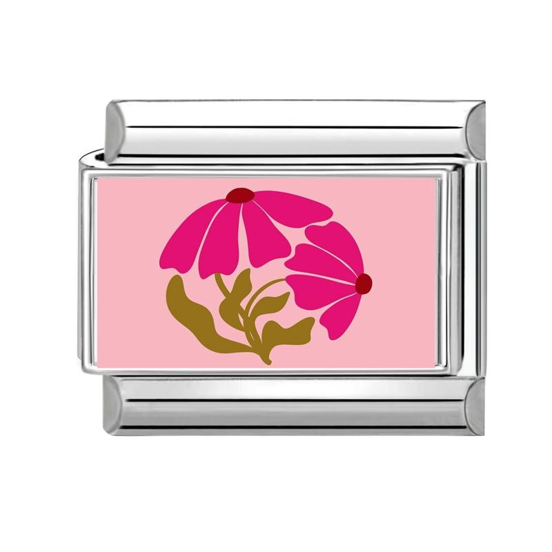 Colorful Block Landscape Red Pomegranate Apples Flower Italian Charm Links Fit 9MM Stainless Steel Bracelet DIY Making