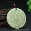 Dragon & Phoenix Imitation Hetian Jade Pendant Necklace - Green Jade Auspicious Design for Couples