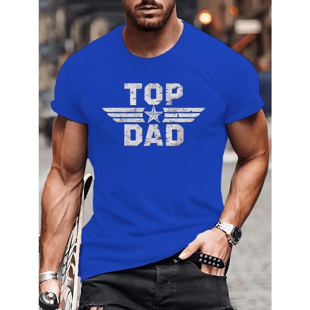 Men's summer 100% pure cotton fashionable casual loose TOP DAD imitation old pattern printed round neck short sleeved T-shirt