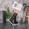 Scarpe da donna a tubo lungo con cinturino frontale e cerniera laterale scarpe a tubo lungo scarpe in tela traspirante vuote con strass lunghe