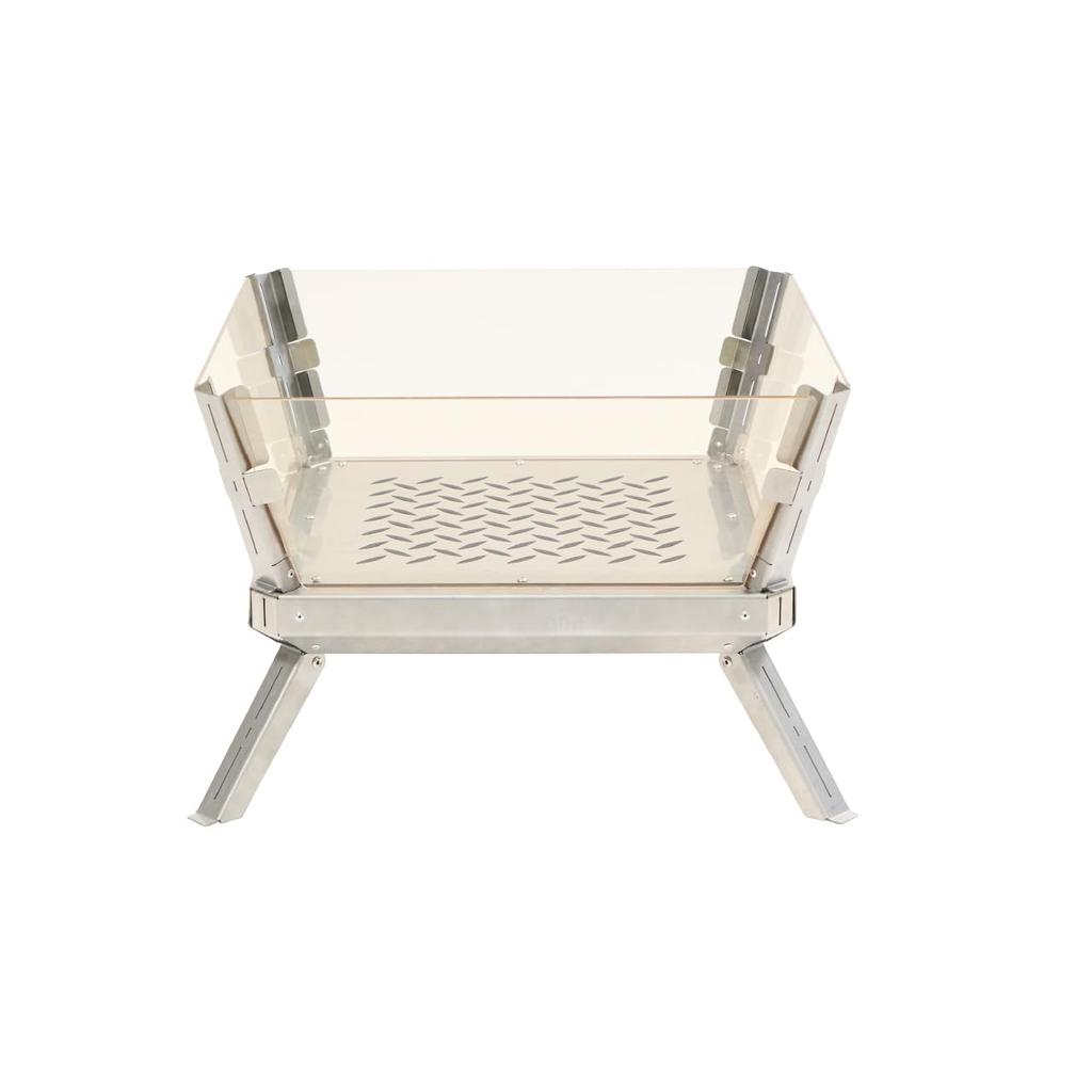 CAMVIL Jellyfish Fire Pit with Glass Stainless Easy Compact Air Flow Ash Stylish Storage Bag Included HAEPARI2.0 Window, Steel, Heat-Resistant Glass,