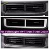 Stainless Steel Carbon Center Air Vent Outlet Frame Trims Cover Car Accessories Fit For Volkswagen VW T-cross Tcross 2018 -
