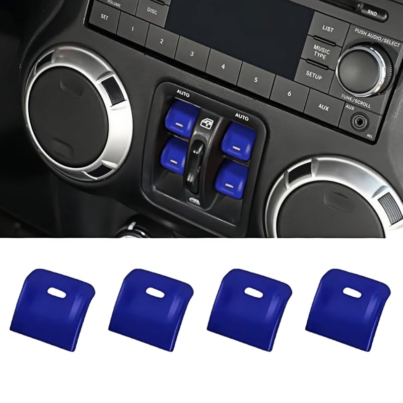 4PCS Upgraded Window Switch Button Cover Compatible with 2012-2017 Jeep Wrangler JK JKU (red)