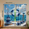 2pcs   Seaside Vacation Print Curtains Polyester Rod Pocket Design Light Filtering for Bedroom Living Room Office   Machine Washab