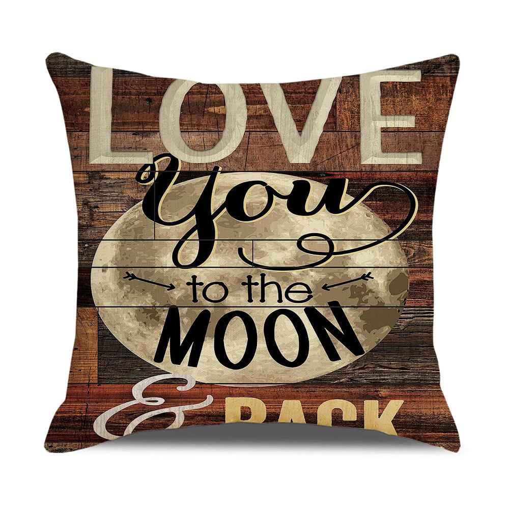 Retro American Wooden Board Letters Admonishment Digital Printing Linen Pillowcase New Home
