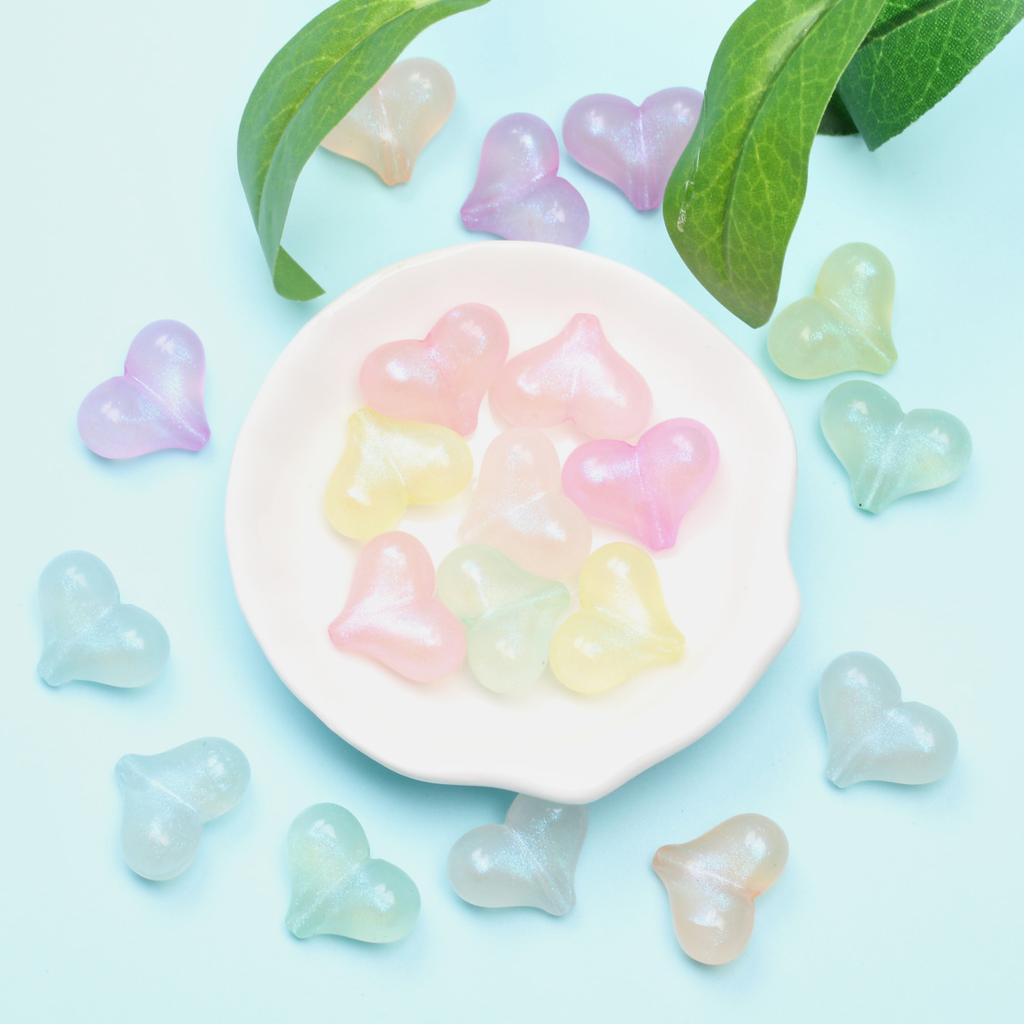 Hanmade DIY Vertical Hole Heart Beads for Jewelry Making Necklace Horizontal Hole Bowknot Beads 20Pcs Pendant Accessories Fluorescent Color Fashion