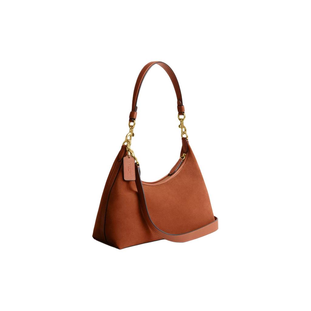 Coach Juliet 30 Zipper Closure Suede Leather Shoulder Bag Large Women Shoulder Bag Brass Polished-Amber CR670-B4BAR