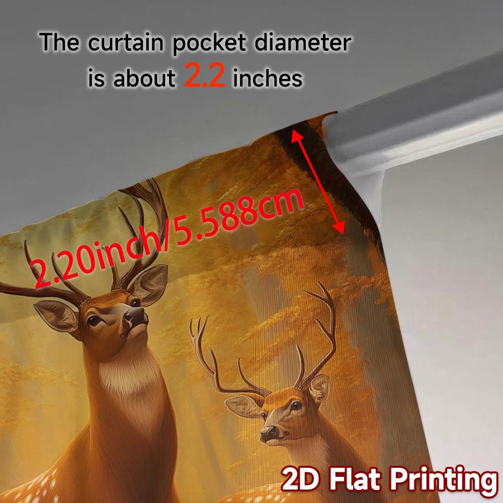 2Pcs,Curtains Autumn Deer Forest Warmth (3) Pattern Chic Curtains Prints Light Filtering Curtains Thermal Insulation, And Room